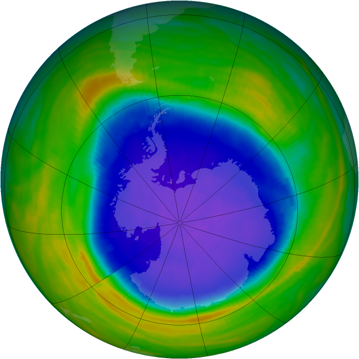 Antarctic ozone map for 03 October 1990